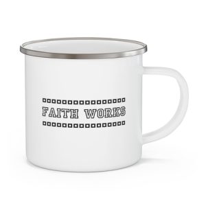Enamel Camping Mug - Faith Works Illustration Black