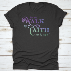 For We Walk By Faith Bible Verse Quote In Elegant Pastel Colors Design